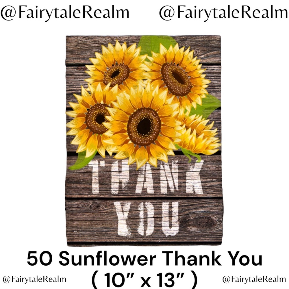 10”x13” Sunflower Thank You ( 50 ) Poly Mailers, Shipping Envelopes, Gift Bags